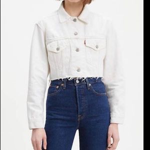 Levi white cropped denim jacket